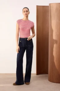 TRENDYOLMİLLA Wardrobe Essentials-Multicolored Striped Fitted Soft Knitting Blouse - Image 2