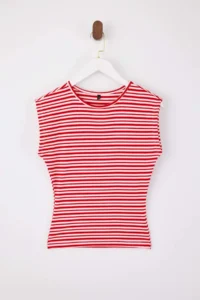 TRENDYOLMİLLA Wardrobe Essentials-Multicolored Striped Fitted Soft Knitting Blouse - Image 5