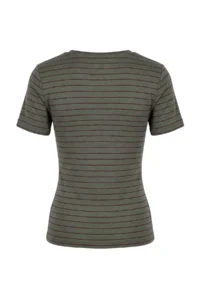 TRENDYOLMİLLA Mint Striped Fitted Short Sleeve Shirred Soft Knitting Blouse - Image 6