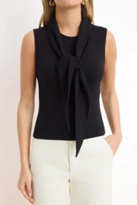 TRENDYOLMİLLA Black Fitted/Body-Fitting Sleeveless Binding Detailed Crop/Short Cotton Flexible Knitting Blouse - Image 4