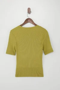 TRENDYOLMİLLA Oil Green V-neck Ribbed Knitwear Blouse - Image 6