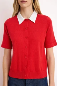 TRENDYOLMİLLA Limited Edition Rejection Shirt Collar Garnili Color Bloklu Thin Knitwear Thin Blouse - Image 3