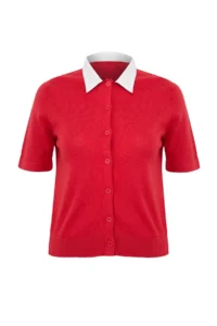 TRENDYOLMİLLA Limited Edition Rejection Shirt Collar Garnili Color Bloklu Thin Knitwear Thin Blouse - Image 5