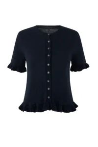 TRENDYOLMİLLA Teen Navy Blue Floral Button Detailed Crew Neck Knitwear Blouse - Image 5