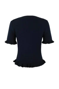TRENDYOLMİLLA Teen Navy Blue Floral Button Detailed Crew Neck Knitwear Blouse - Image 6