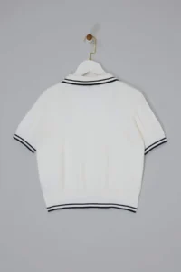 TRENDYOLMİLLA Ecru Polo Shirt Collar buttoned Short Sleeve Knitwear Blouse - Image 6