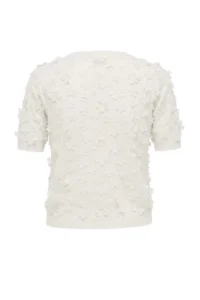 TRENDYOLMİLLA Ecru Three-dimensional Floral Detailed and Tulle Knitwear Blouse - Image 6