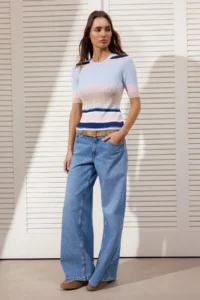 TRENDYOLMİLLA Salmon Striped Fitted Knitwear Blouse - Image 2