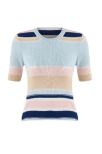 TRENDYOLMİLLA Salmon Striped Fitted Knitwear Blouse - Image 5