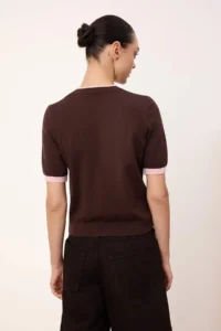 TRENDYOLMİLLA Wardrobe Essentials Brown Color Bloklu Crew Neck Knitwear Blouse - Image 4