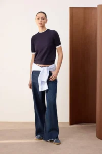 TRENDYOLMİLLA Wardrobe Essentials Navy Blue Color Bloklu Crew Neck Knitwear Blouse - Image 2