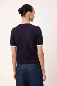 TRENDYOLMİLLA Wardrobe Essentials Navy Blue Color Bloklu Crew Neck Knitwear Blouse - Image 4