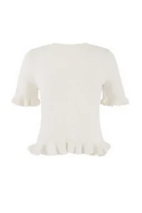 TRENDYOLMİLLA Ecru Ruffle Detailed Crew Neck Knitwear Blouse - Image 10