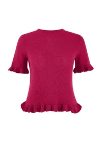 TRENDYOLMİLLA Fuchsia Ruffle Detailed Crew Neck Knitwear Blouse - Image 5