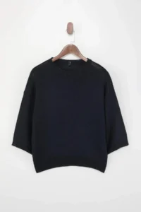 TRENDYOLMİLLA Wardrobe Essentials Navy Blue Crew Neck Knitwear Blouse