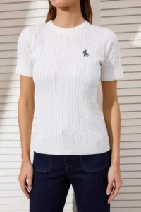 TRENDYOLMİLLA Ecru At Embroidered Hair Knitting Knitwear Blouse - Image 3