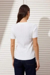 TRENDYOLMİLLA Ecru At Embroidered Hair Knitting Knitwear Blouse - Image 4