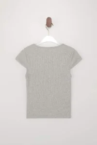 TRENDYOLMİLLA Wardrobe Essentials-Wardrope Essentials Gray Melanj Fitted Crop Flexible Knitting Blouse - Image 6
