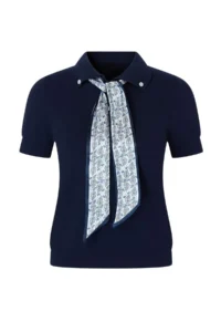 TRENDYOLMİLLA Navy Blue Scarf Detailed Premium Yarn/ Special Yarn Blouse - Image 5