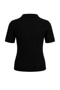 TRENDYOLMİLLA Black At Embroidered Polo Shirt Collar Hair Knitting Knitwear Blouse - Image 6