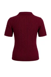 TRENDYOLMİLLA Burgundy At Embroidered Polo Shirt Collar Hair Knitting Knitwear Blouse - Image 6