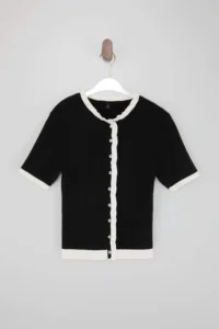 TRENDYOLMİLLA Black Color Block Detailed Soft textured Knitwear Thin Blouse - Image 5