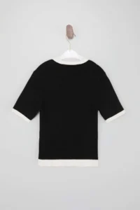 TRENDYOLMİLLA Black Color Block Detailed Soft textured Knitwear Thin Blouse - Image 6
