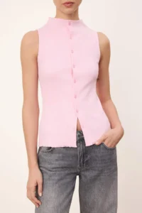 TRENDYOLMİLLA Wardrobe Essentials-Light Pink Fitted buttoned with flywheel/Frilly Flexible Knitting Blouse - Image 3