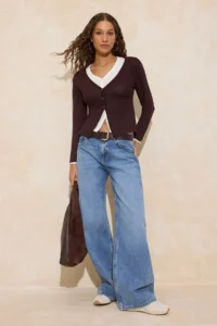TRENDYOLMİLLA Brown 2 Sets Set Fitted V-neck buttoned Soft Knitting Blouse - Image 2