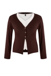 TRENDYOLMİLLA Brown 2 Sets Set Fitted V-neck buttoned Soft Knitting Blouse - Image 7