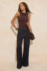 TRENDYOLMİLLA Brown Fitted Off-Shoulder Neck with flywheel/Frilly Soft Knitting Blouse - Image 2