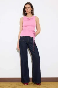 TRENDYOLMİLLA Dusty Rose Fitted Off-Shoulder Neck with flywheel/Frilly Soft Knitting Blouse - Image 2