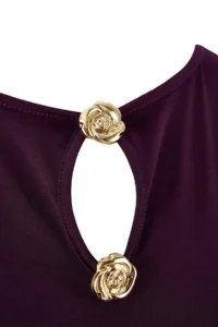 TRENDYOLMİLLA Plum Fitted Boat Neck Sleeveless Accessory Detailed Flexible Knitting Blouse - Image 6