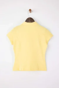 TRENDYOLMİLLA Light Yellow Fitted Baby Collar buttoned Cotton Flexible Knitting Blouse - Image 6