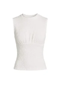 TRENDYOLMİLLA Ecru Fitted Sleeveless Shirred textured Knitting Blouse - Image 5