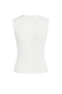 TRENDYOLMİLLA Ecru Fitted Sleeveless Shirred textured Knitting Blouse - Image 6