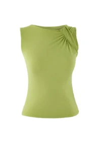 TRENDYOLMİLLA Oil Green Fitted Sleeveless Shirred Flexible Knitting Blouse - Image 5