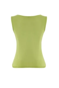 TRENDYOLMİLLA Oil Green Fitted Sleeveless Shirred Flexible Knitting Blouse - Image 6