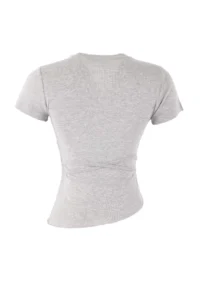 TRENDYOLMİLLA Gray Melange Fitted Binding Detailed Cotton Rib Knitting Blouse - Image 6