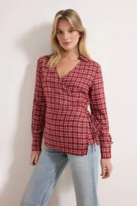 TRENDYOLMİLLA Rejection Double breasted Binding Detailed Viscose Weaving Blouse - Image 2