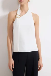 TRENDYOLMİLLA White Collar Accessory Detailed Weaving Blouse - Image 3