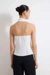 TRENDYOLMİLLA White Collar Accessory Detailed Weaving Blouse - Image 4