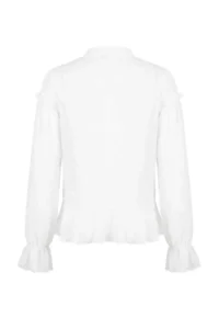 TRENDYOLMİLLA White Scarf Collar Front Short Siphon Transparent Blouse - Image 6