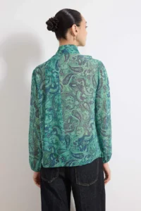 TRENDYOLMİLLA Green Shawl Patterned Boho Transparan Siphon Weaving Blouse - Image 4