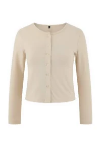 TRENDYOLMİLLA Teen Stone 100% Cotton Fitted Long Sleeve Flexible Knitting Blouse - Image 5