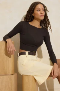 TRENDYOLMİLLA Brown Transparan Crew Neck Flexible Knitting Blouse