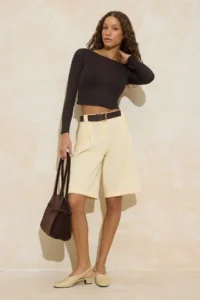 TRENDYOLMİLLA Brown Transparan Crew Neck Flexible Knitting Blouse - Image 2
