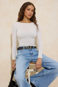 TRENDYOLMİLLA Ecru Regular/Normal Pattern Long Sleeve Knitwear look Knitting Blouse