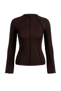 TRENDYOLMİLLA Brown Transparent Fitted Dog collar ribbed Knitting Blouse - Image 4