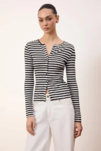 TRENDYOLMİLLA Anthracite Regular/Normal Pattern Long Sleeve Soft Knitting Blouse